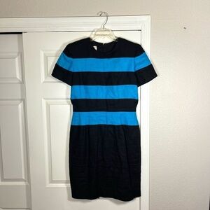 Arnold Scaasi Dress Vintage Womens 12 Striped 100% Linen Cocktail Evening Formal
